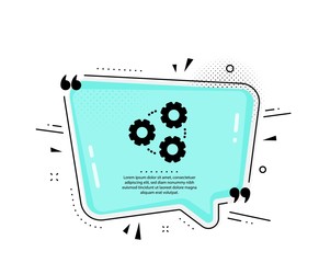 Obraz premium Gears icon. Quote speech bubble. Teamwork cogwheel sign. Working process symbol. Quotation marks. Classic gears icon. Vector