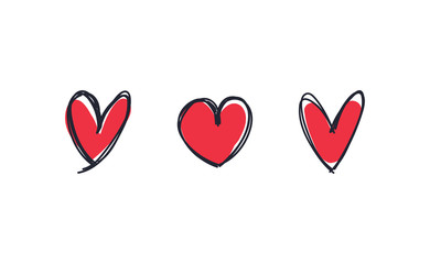 Heart doodles. Set of hand drawn valentine's heart illustrations.