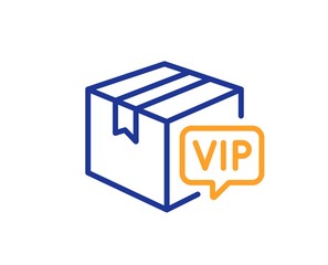 Vip parcel line icon. Very important person sign. Member club delivery symbol. Colorful thin line outline concept. Linear style vip parcel icon. Editable stroke. Vector
