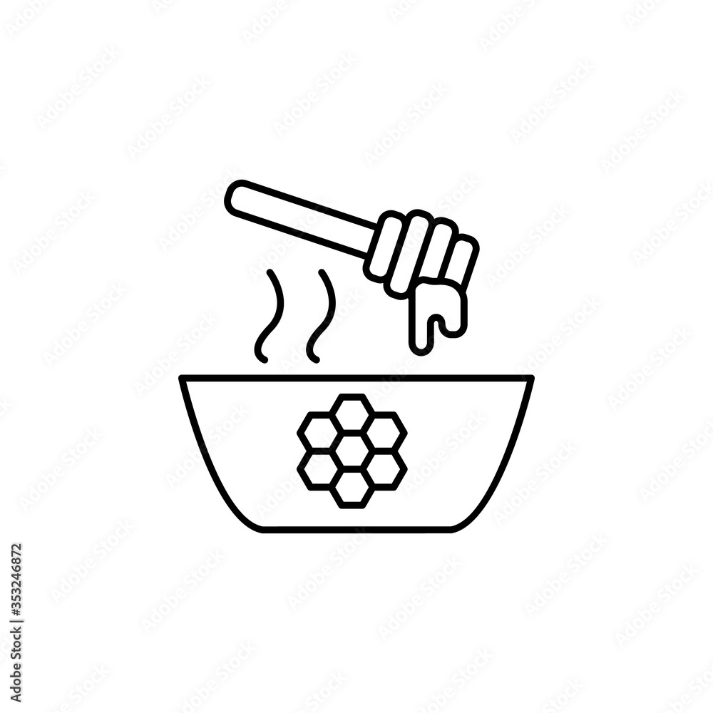 Poster honey, plate icon. simple line, outline vector elements of body care for ui and ux, website or mobil