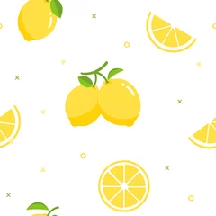 Behang Citroen Naadloze achtergrond met citroenen op wit
