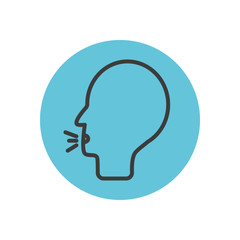 Voice recognition concept, Head with expression of talk, block line style