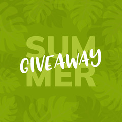 Giveaway summer vector background. Give away freebie contest summer tropical design