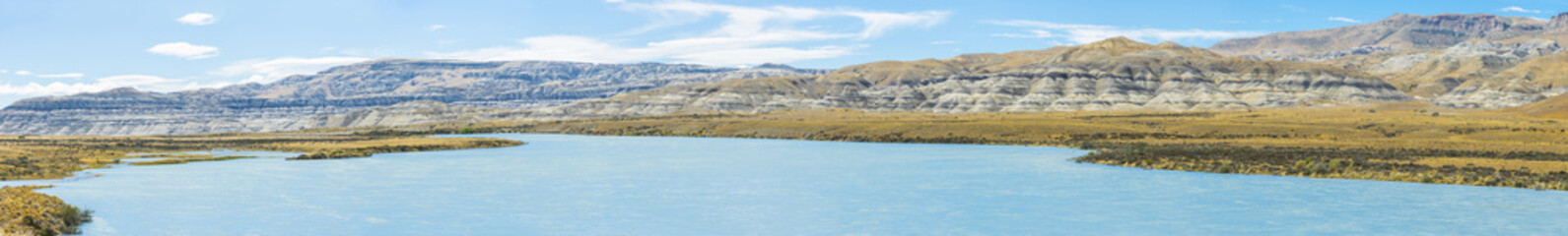 Hills along river La Leona in Argentina