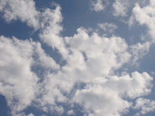 Blue sky with cotton clouds