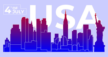 Landmark of New York city, America for holidays and independence day poster, in vector illustration.