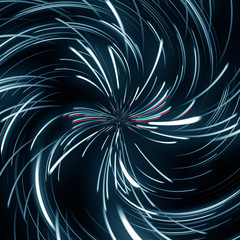 Radial line of randomly moving from the center of the spiral tunnel