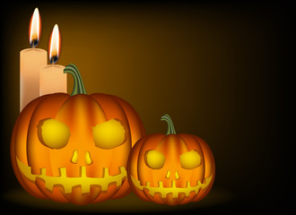Pumpkin head and candle vector