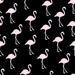 Fototapete Flamingo Black Pastel Pink Flamingo Pattern Background