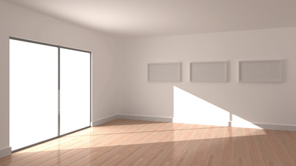 Abstract empty home interiors, original 3d rendering and models