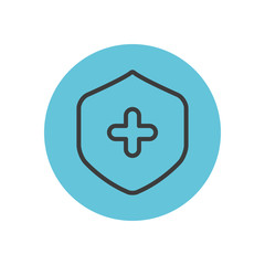 shield with medical cross icon, block line style