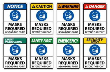 Masks Required Beyond This Point Sign Isolate On White Background,Vector Illustration EPS.10