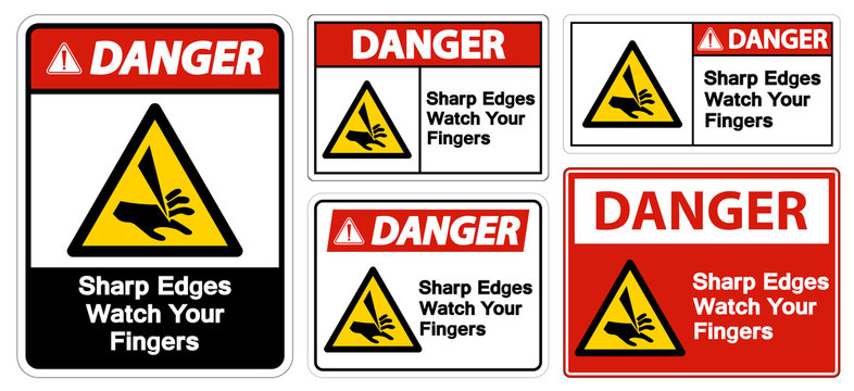 Danger Sharp Edges Watch Your Fingers Symbol Sign Isolate On White Background,Vector Illustration EPS.10
