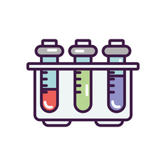 test tubes on stand icon, line color style