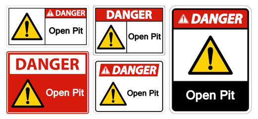 Danger Open Pit Sign Isolate On White Background,Vector Illustration EPS.10