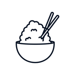 chopstick with rice in dish japanese food