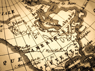 アンティークの世界地図　南米大陸