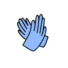 medical protective gloves in the style of Doodle.Hand drawn vector illustration