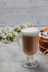 Easter baking, coffee. Easter celebration concept.