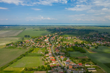 Fototapeta premium Balatonszabadi in Hungary aerial view.