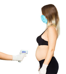 measuring a pregnant woman's temperature with a wireless thermometer