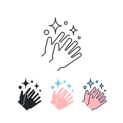 Obraz premium Clean hands after washing hands. Please keep your hands clean and free from bacteria or virus. Clean shiny hands, care and hygiene for hand icon.Vector illustration. Design on white background. EPS10.