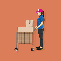 delivery woman with parcel delivery