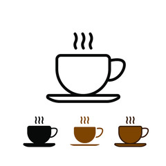 Cup of coffee tea with steam line icon black on white background. Vector illustration. EPS 10.