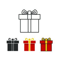 Gift box package concept for birthday, wedding, graduation, anniversary presents and other special celebration party. Gift box with ribbon icon. Vector illustration. Design on white background. EPS 10