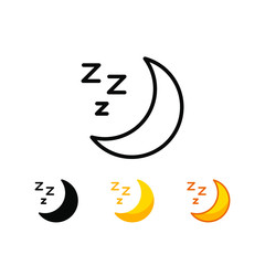 Good night information sign. Moon illustration with black line for night time symbol. Get enough sleep, people icon. Vector Illustration. Design on white background. EPS 10.