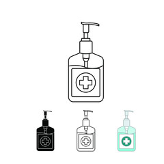 Antiseptic pump bottle for disinfection, cleaning, and hygiene your hands. Washing gel in bottle for medical. Hand sanitizer pump bottle icon. Vector illustration. Design on white background. EPS 10.