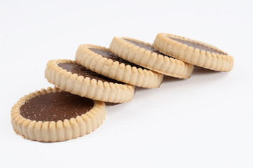 Chocolate biscuit isolated on a white background.Tasty food.Candy.Copy space