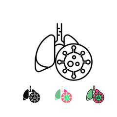 COVID-19 infects the lungs. pneumonia. lungs contaminated virus. coronavirus symptom. covid-19 pandemic. Lungs infected Coronavirus icon. Vector illustration. Design on white background. EPS10.