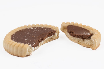 Chocolate biscuit isolated on a white background.Tasty food.Candy.Copy space