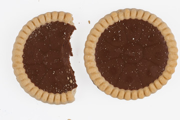 Chocolate biscuit isolated on a white background.Tasty food.Candy.Copy space