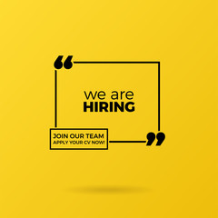 Illustration We're Hire Join Our Team yellow Background