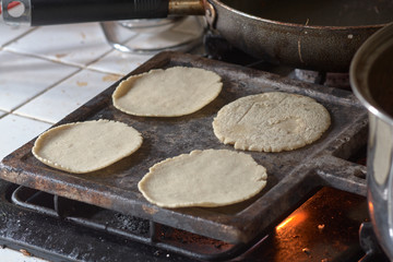 home made tortillas on the comal