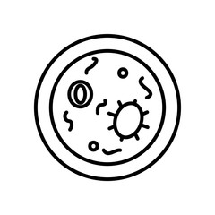 petri dish with bacterias icon, line style