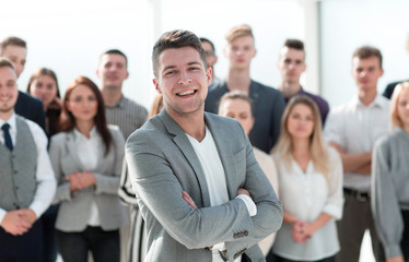 Fototapeta premium confident Manager standing at the front of the business team