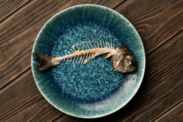 Bones of fish on a plate