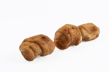 Croissant filled with chocolate isolated on a white background.Copy space