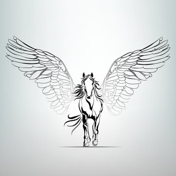 Vector silhouette running Pegasus