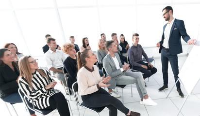image of a working group at a business presentation in a conference room.