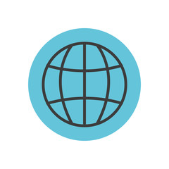 global sphere icon, block line style