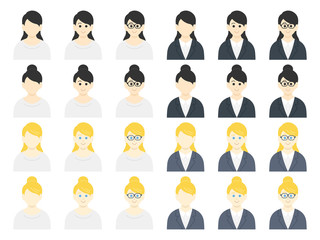 女性のアイコンイラストセット