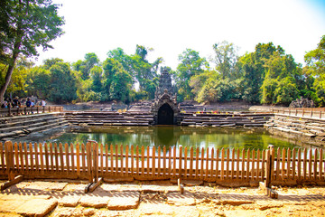A beautiful view of Wat Prasat  Neak Pean Temple at Siem Reap, Cambodia.
