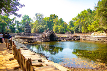 Obraz premium A beautiful view of Wat Prasat Neak Pean Temple at Siem Reap, Cambodia.