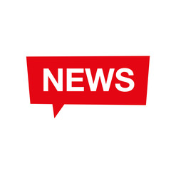 Red News Label. Vector illustration, Sign, Icon.