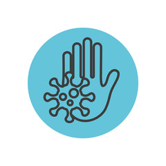 stop hand with coronavirs symbol icon, block line style