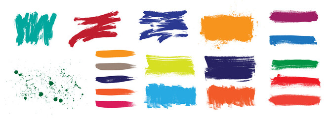 Obraz premium Colorful paint brush strokes set